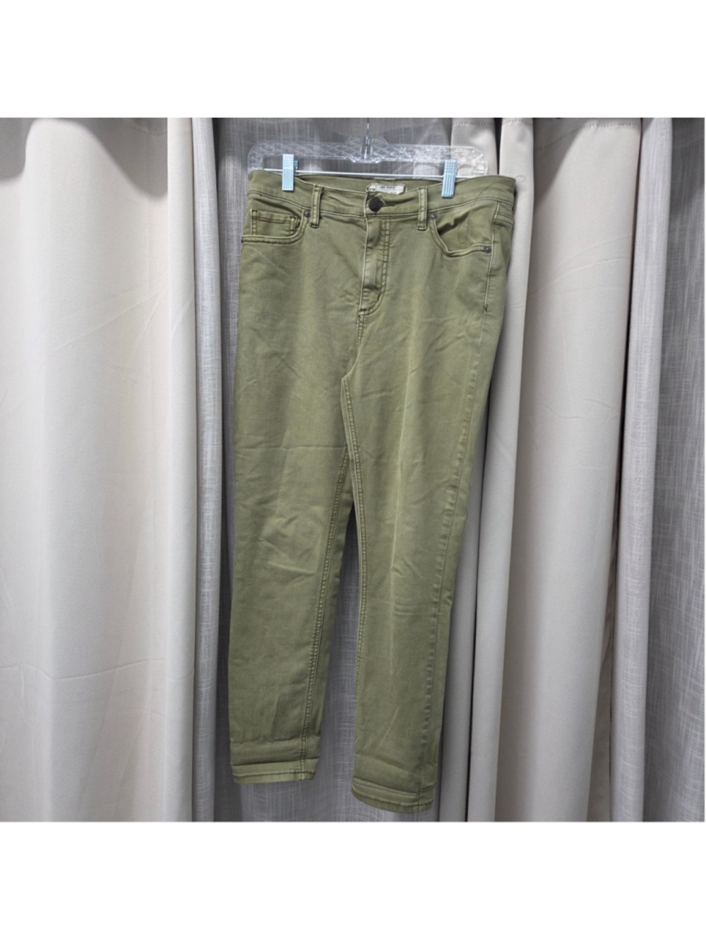 Free People Olive Green High Rise Skinny Jeans Size 30 Clean Stretch W30